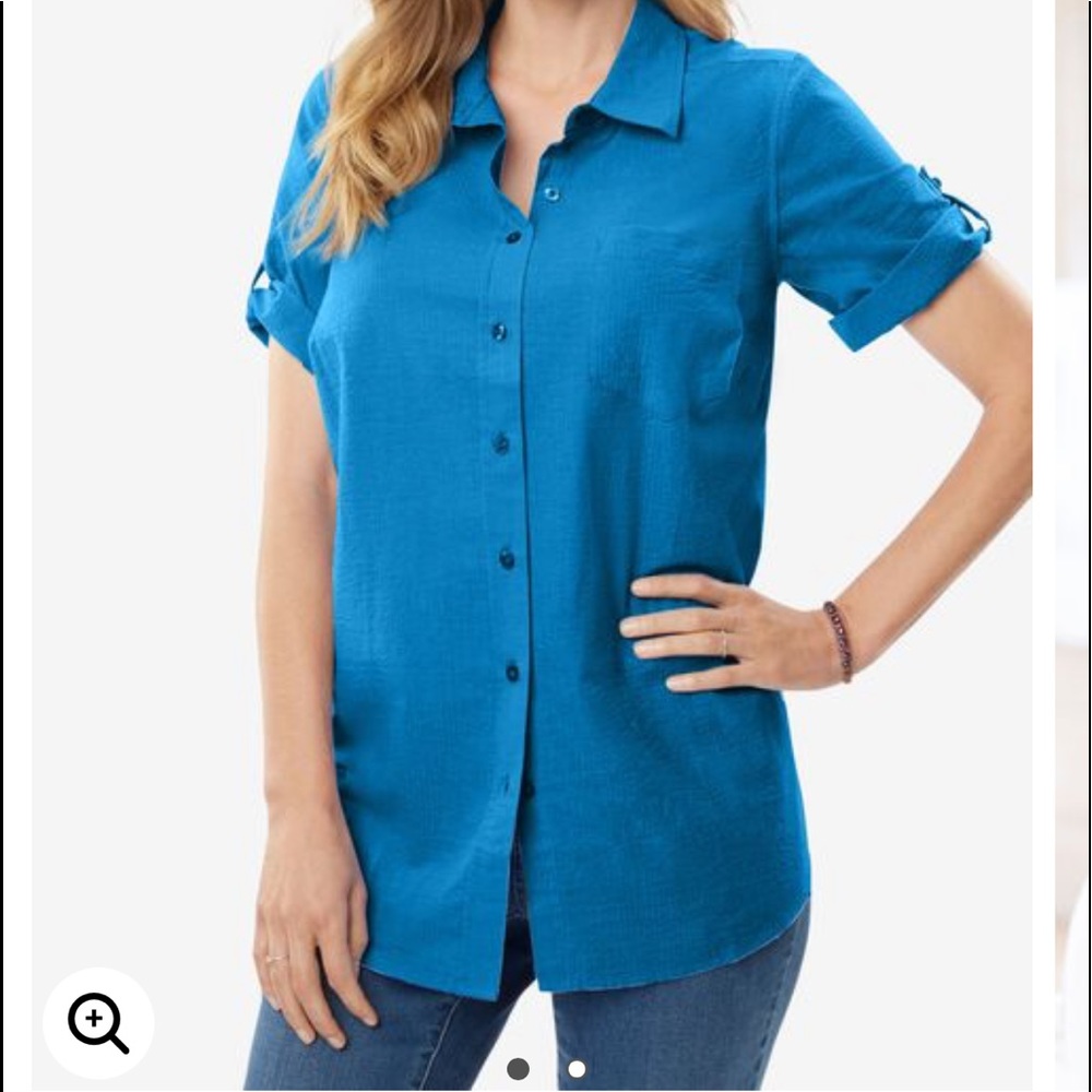 Short Sleeve Button Down SeerSucker Shirt 👚 Brand New